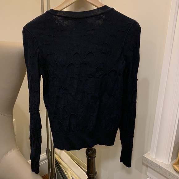 Chanel cc logo button navy blue ruffled design cardigan - Picture 6 of 9